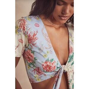 We are HAH All Tied Up Reversible Crop Top French Blue Size Large NWT